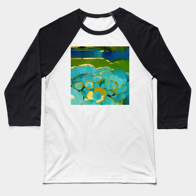 Gilded Flowers by a Lake Baseball T-Shirt by DANAROPER